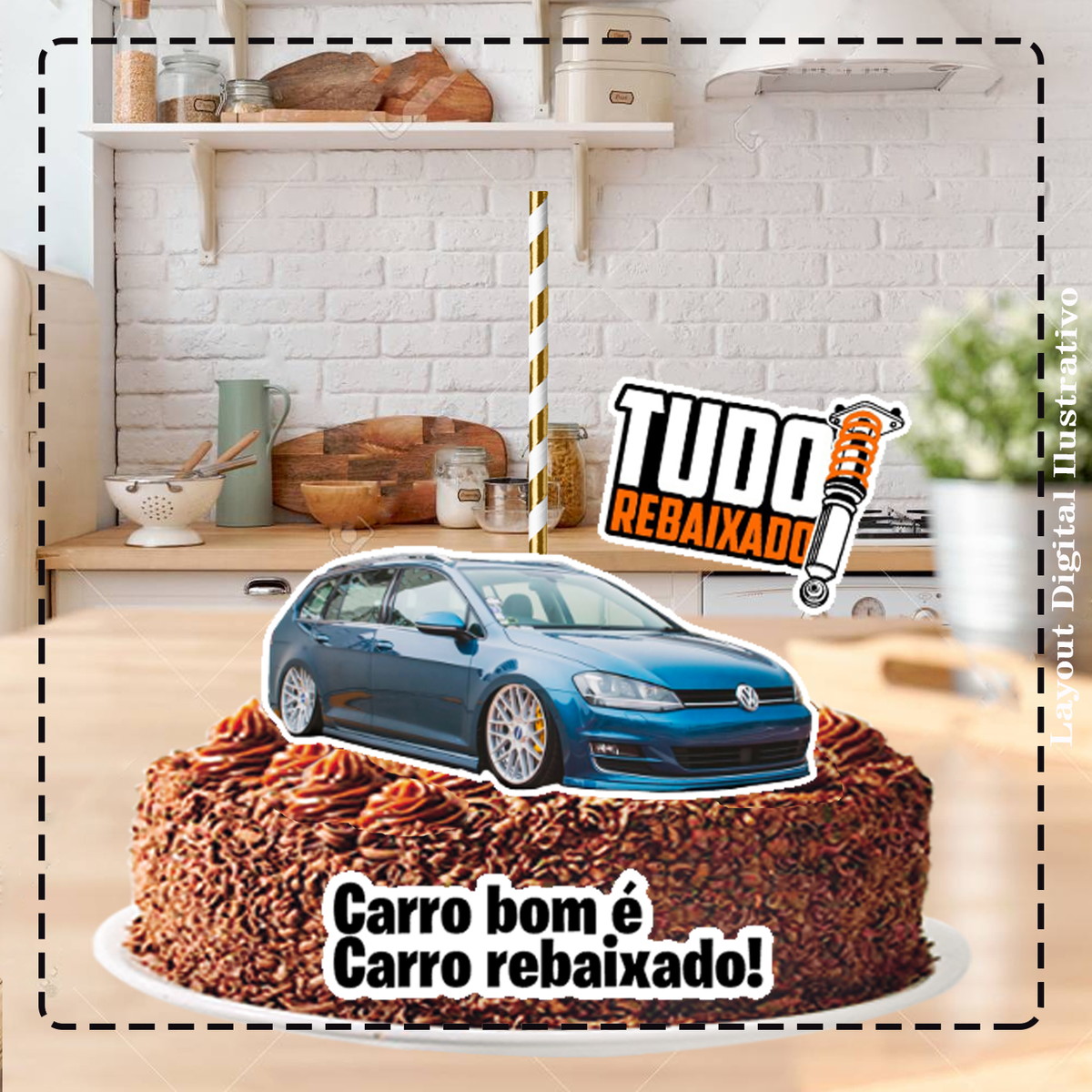 TOPO DE BOLO CARRO REBAIXADO 01 - ARQUIVO DIGITAL
