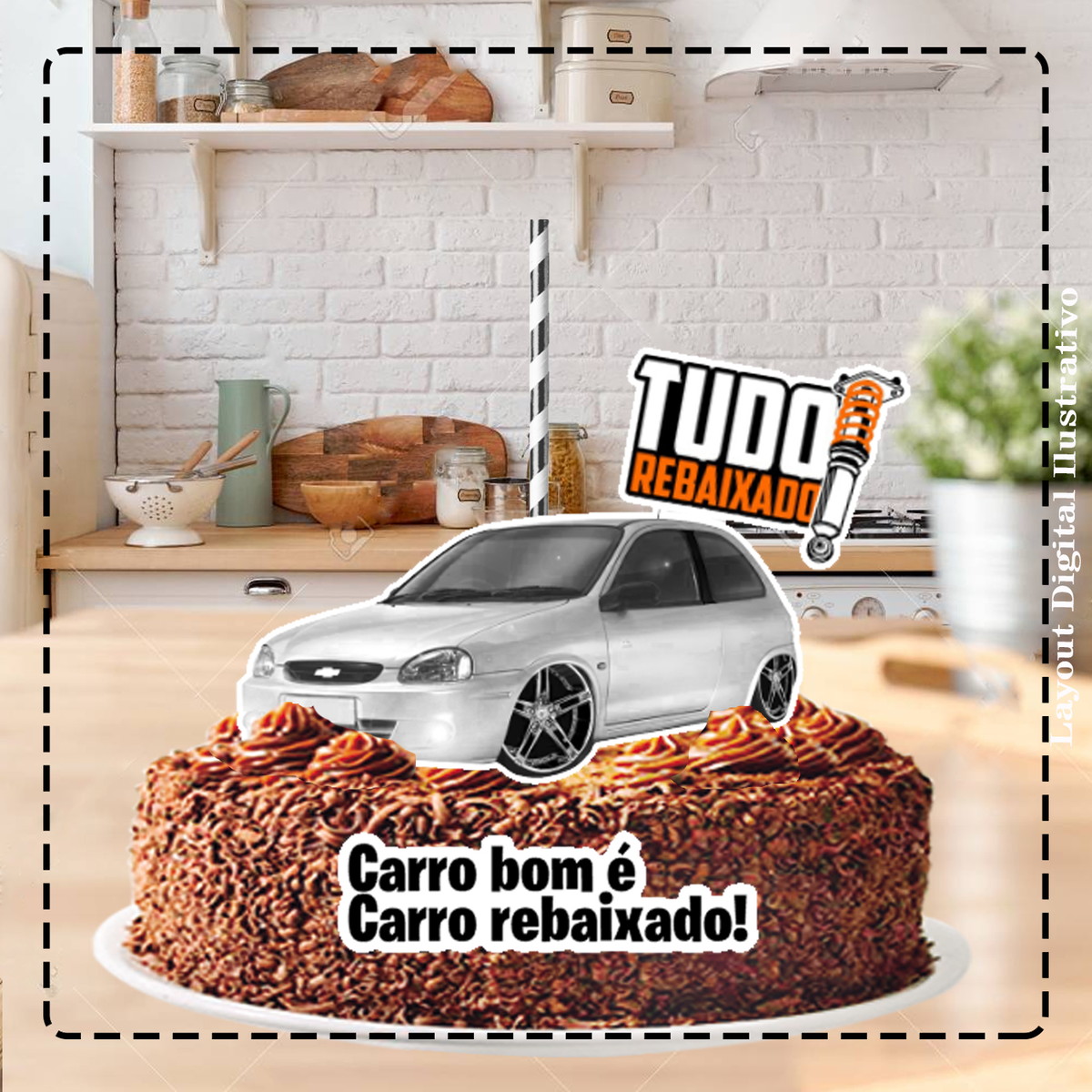 TOPO DE BOLO CARRO REBAIXADO CORSA - ARQUIVO DIGITAL