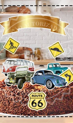 TOPO DE BOLO CARROS ANTIGOS REF 05 - ARQUIVO DIGITAL