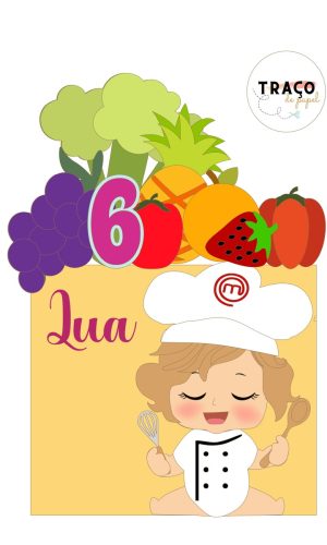 Topo De Bolo Chef Menina- 100% Camadas (arquivo Digital)