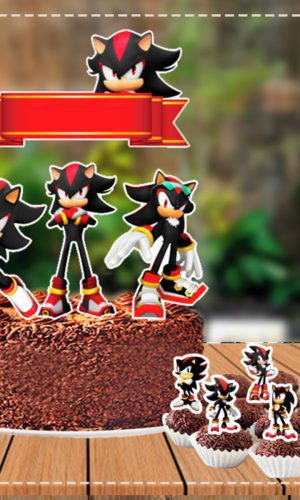 Topo De Bolo E Topper Sonic Shadow - Arquivo Digital