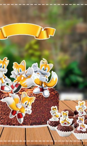 Topo De Bolo E Topper Sonic Tails - Arquivo Digital