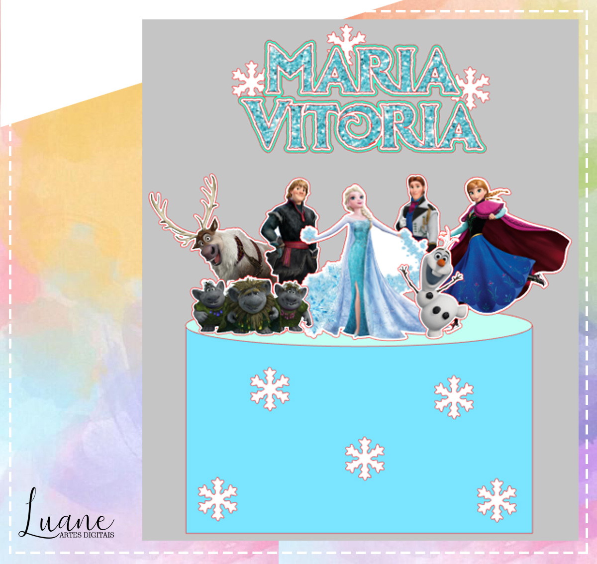 Topo de Bolo Frozen 03 - Arquivo de Corte Studio/PDF