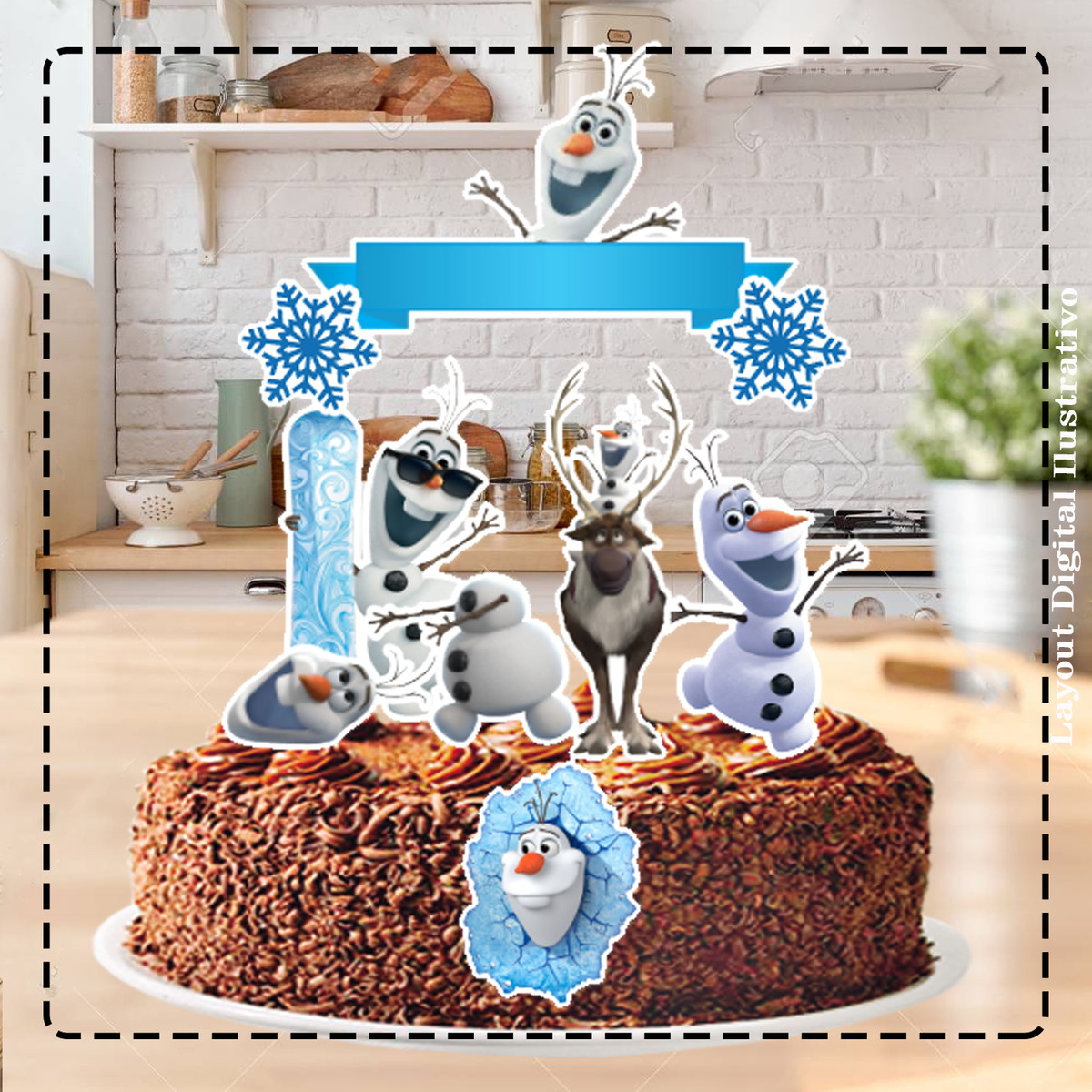 TOPO DE BOLO FROZEN OLAF - ARQUIVO DIGITAL