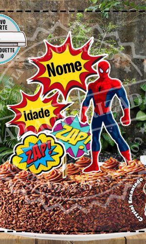 Topo de Bolo Homem Aranha 09 - Ref 4109 Arquivo Digital