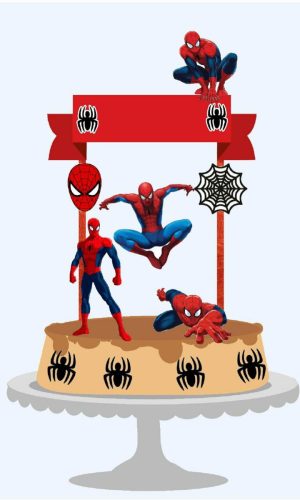 Topo de Bolo Homem Aranha + 4 Arquivos a Sua Escolha
