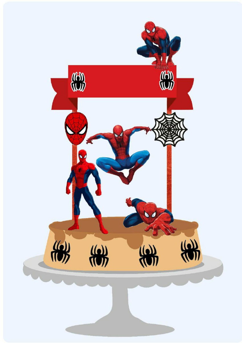 Topo de Bolo Homem Aranha + 4 Arquivos a Sua Escolha