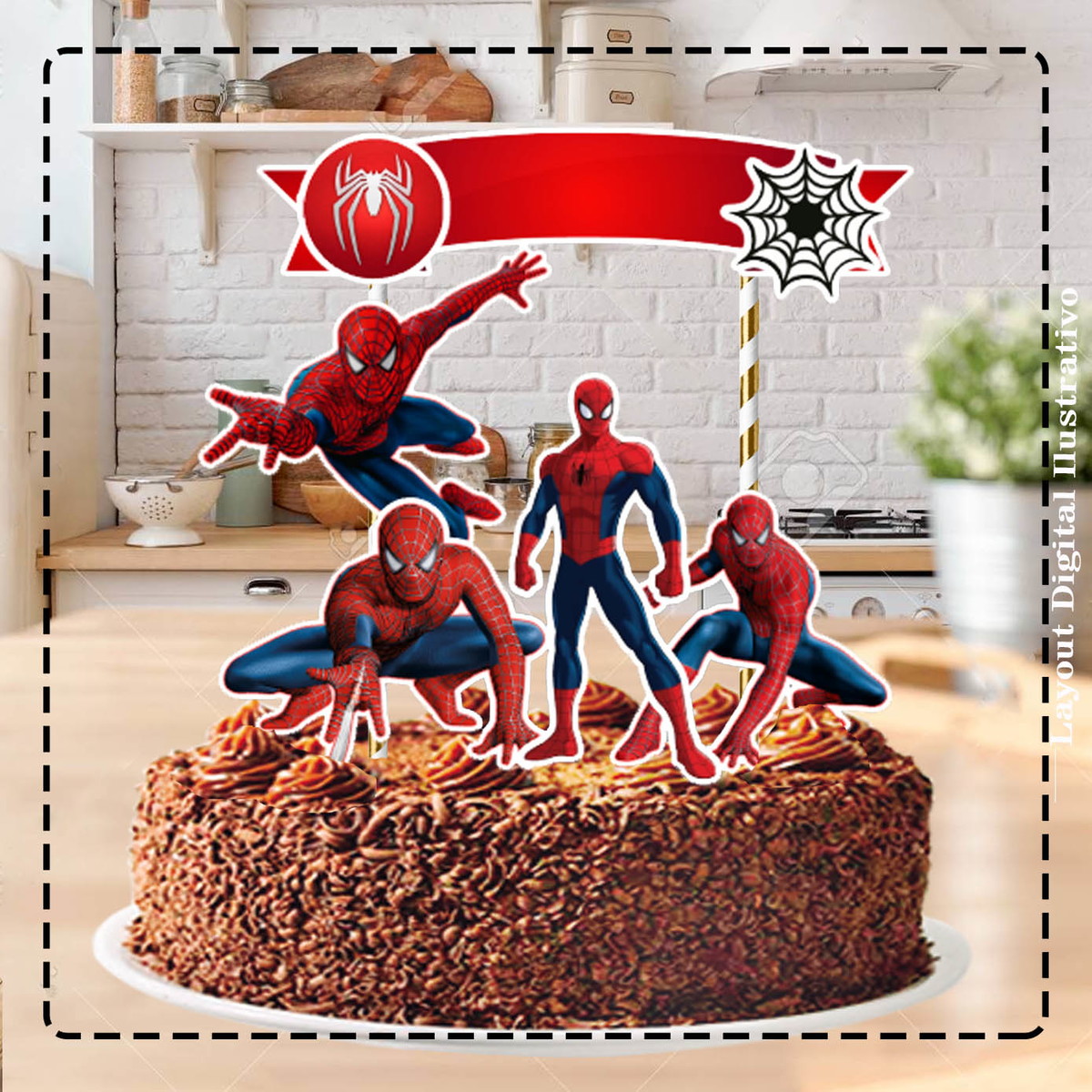 Topo de Bolo Homem Aranha 4108 Arquivo Digital