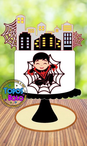 Topo de Bolo Homem Aranha Black Cute- Arquivo Digital