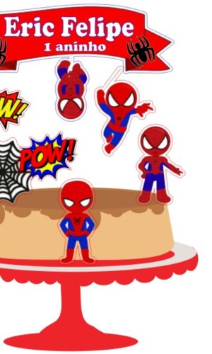 Topo de Bolo Homem Aranha Cute 2 + 4 Arquivos a Sua Escolha