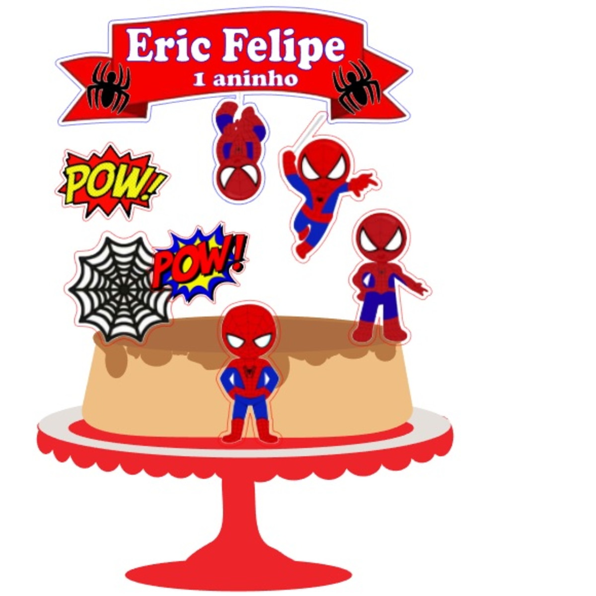 Topo de Bolo Homem-aranha Cute 2 + 4 Arquivos a Sua Escolha