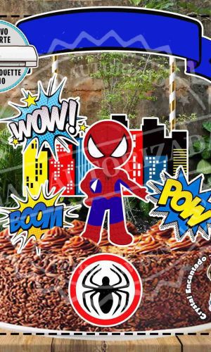 Topo de Bolo Homem Aranha Cute - Ref 4110 Arquivo Digital
