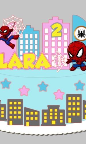 Topo de Bolo Homem Aranha Menina - Arquivo de Corte
