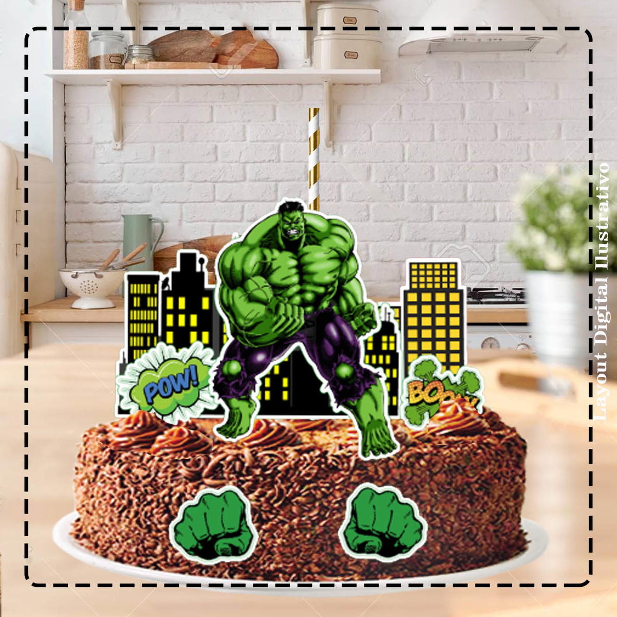TOPO DE BOLO HULK - ARQUIVO DIGITAL