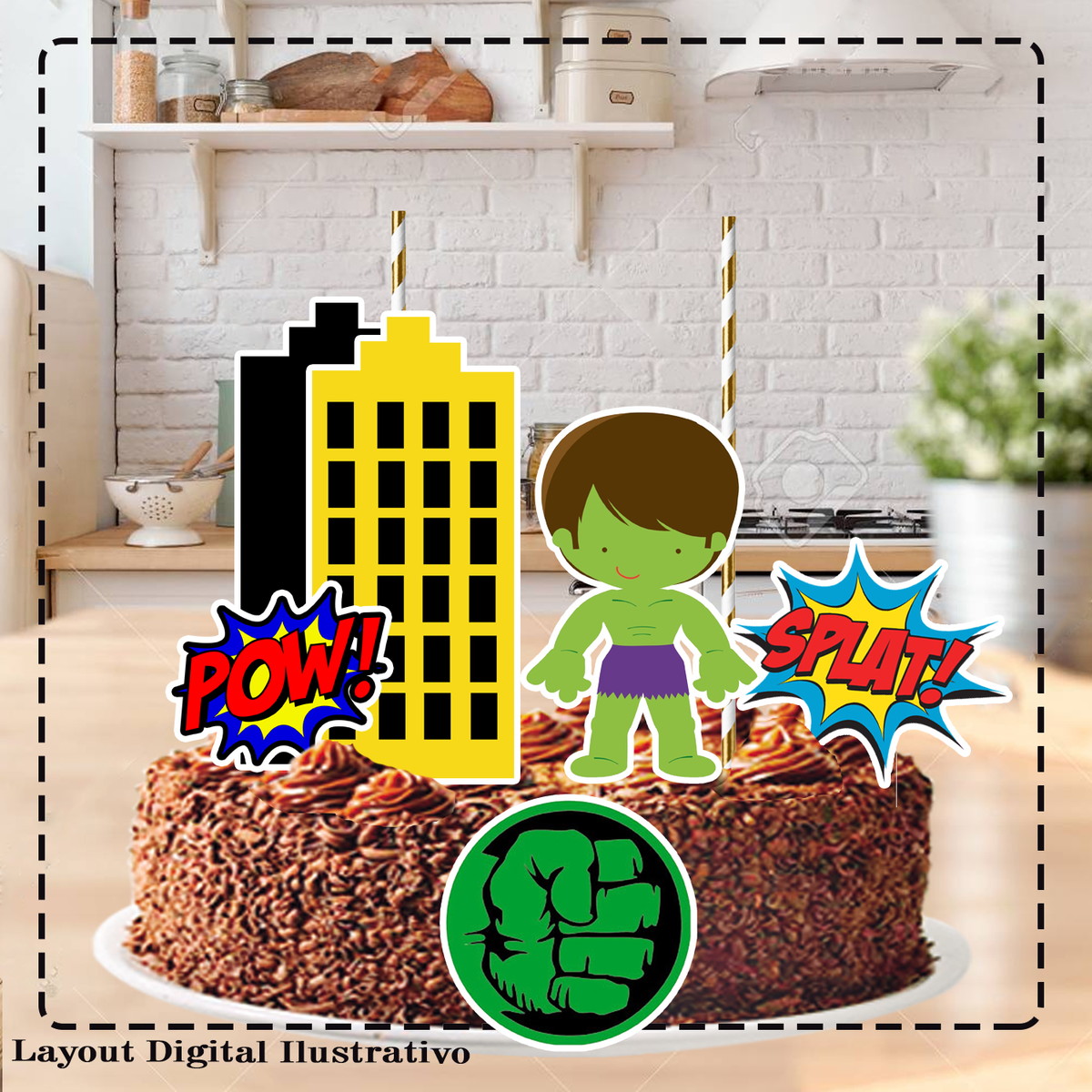 TOPO DE BOLO HULK - ARQUIVO DIGITAL