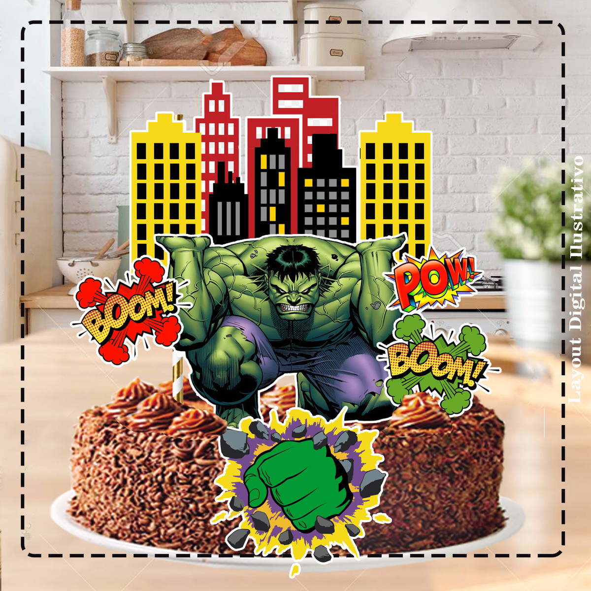 TOPO DE BOLO HULK - ARQUIVO DIGITAL