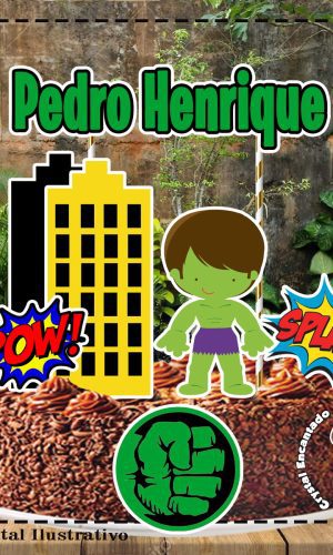 Topo de Bolo Hulk Cute - Ref 1837 Arquivo Digital