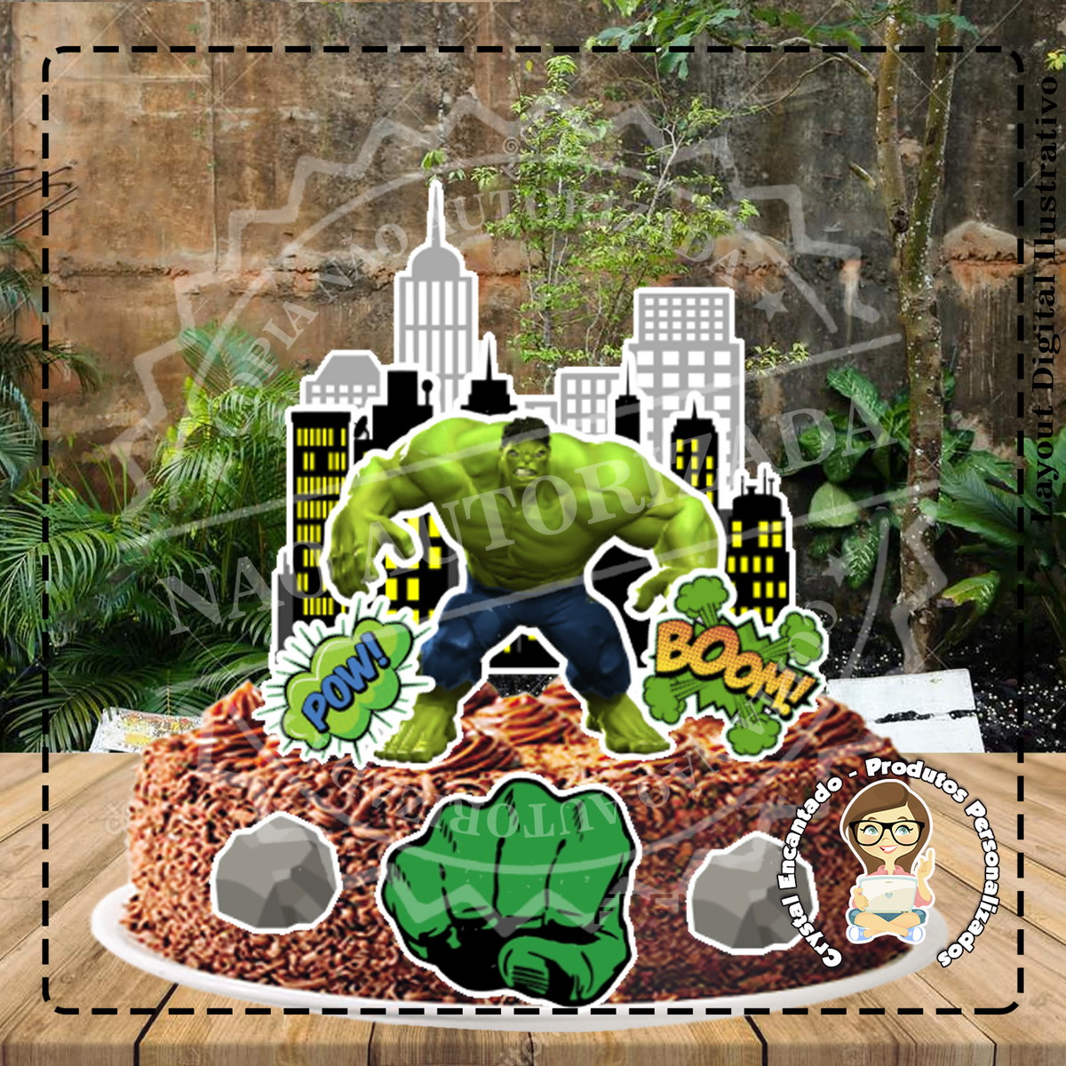 Topo de Bolo Hulk 06 - Ref 2964 Arquivo Digital