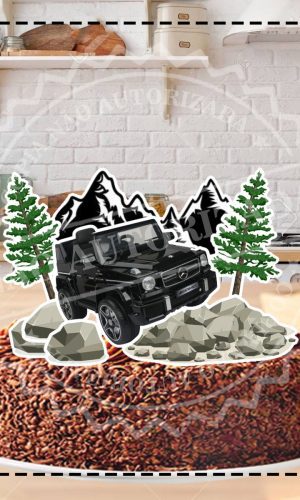 TOPO DE BOLO JEEP PRETO TRILHA - ARQUIVO DIGITAL