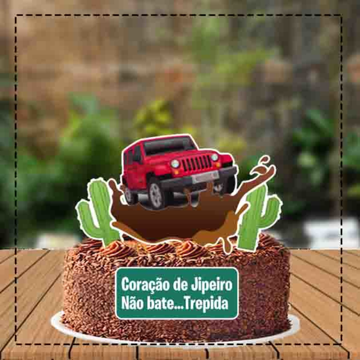 Topo de Bolo Jipe Vermelho - 3008 Arquivo Digital