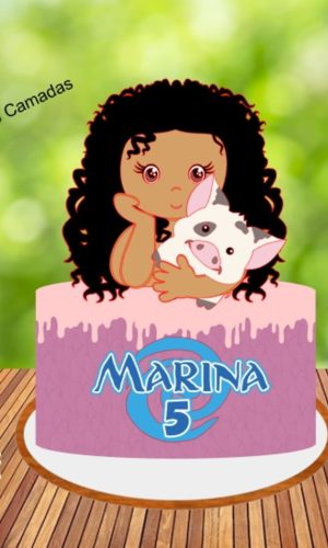 Topo de Bolo Moana 02 Camadas Arquivo de Corte Studio/PDF