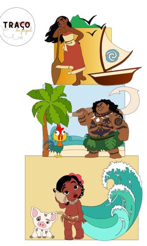 Topo de Bolo Moana 100% em Camadas (arquivo Digital)