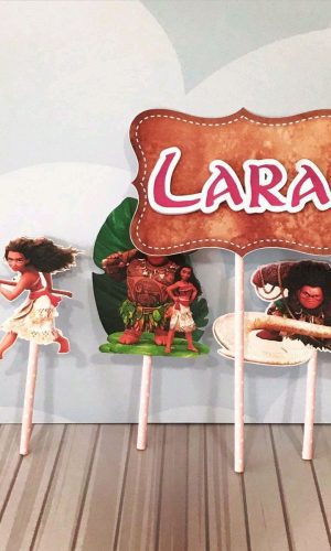 Topo de Bolo Moana + 4 Arquivos a Sua Escolha