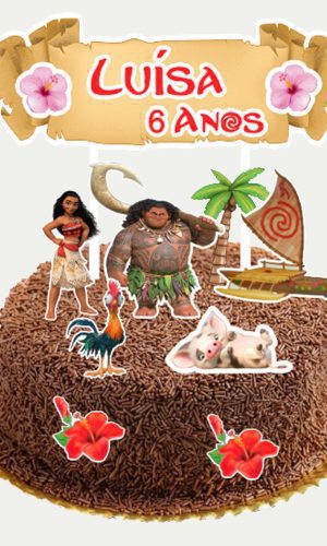 Topo de Bolo Moana - Arquivo de Corte Silhouette e PDF