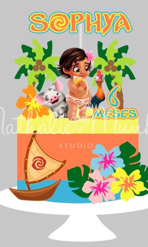 Topo de Bolo - Moana Baby - Arquivo de Corte