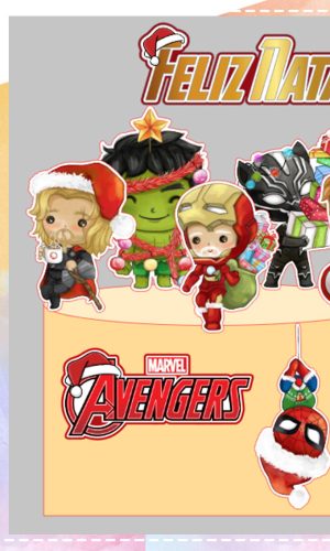 Topo de Bolo Natal Vingadores - Arquivo de Corte Studio/PDF