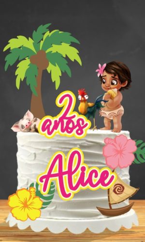 Topo de bolo para imprimir Moana Baby - Arquivo de corte