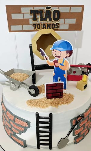 Topo de bolo Pedreiro CAMADAS 3D Arquivo de corte
