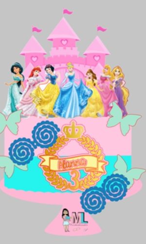 Topo de Bolo Princesas - Arquivo Digital Topper 019