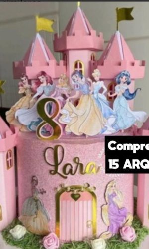 Topo de Bolo-princesas Castelo 3d Arquivo de Corte