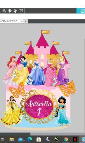 Topo de Bolo Princesas Castelo em "camadas * Arq de Corte*