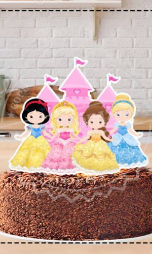 TOPO DE BOLO PRINCESAS DISNEY CASTELO- ARQUIVO DIGITAL