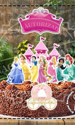 TOPO DE BOLO PRINCESAS DISNEY - REF 2977 ARQUIVO DIGITAL