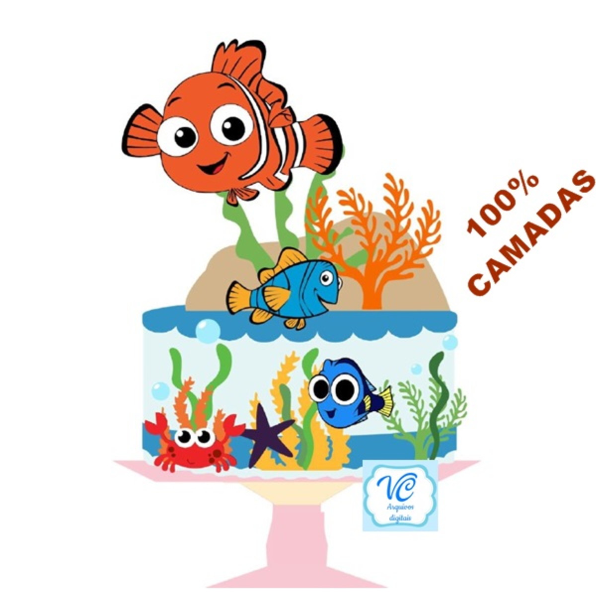 Topo de Bolo Procurando Nemo - ARQUIVO DE CORTE