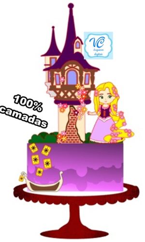 ARQUIVO CORTE Topo de Bolo Rapunzel - CAMADAS