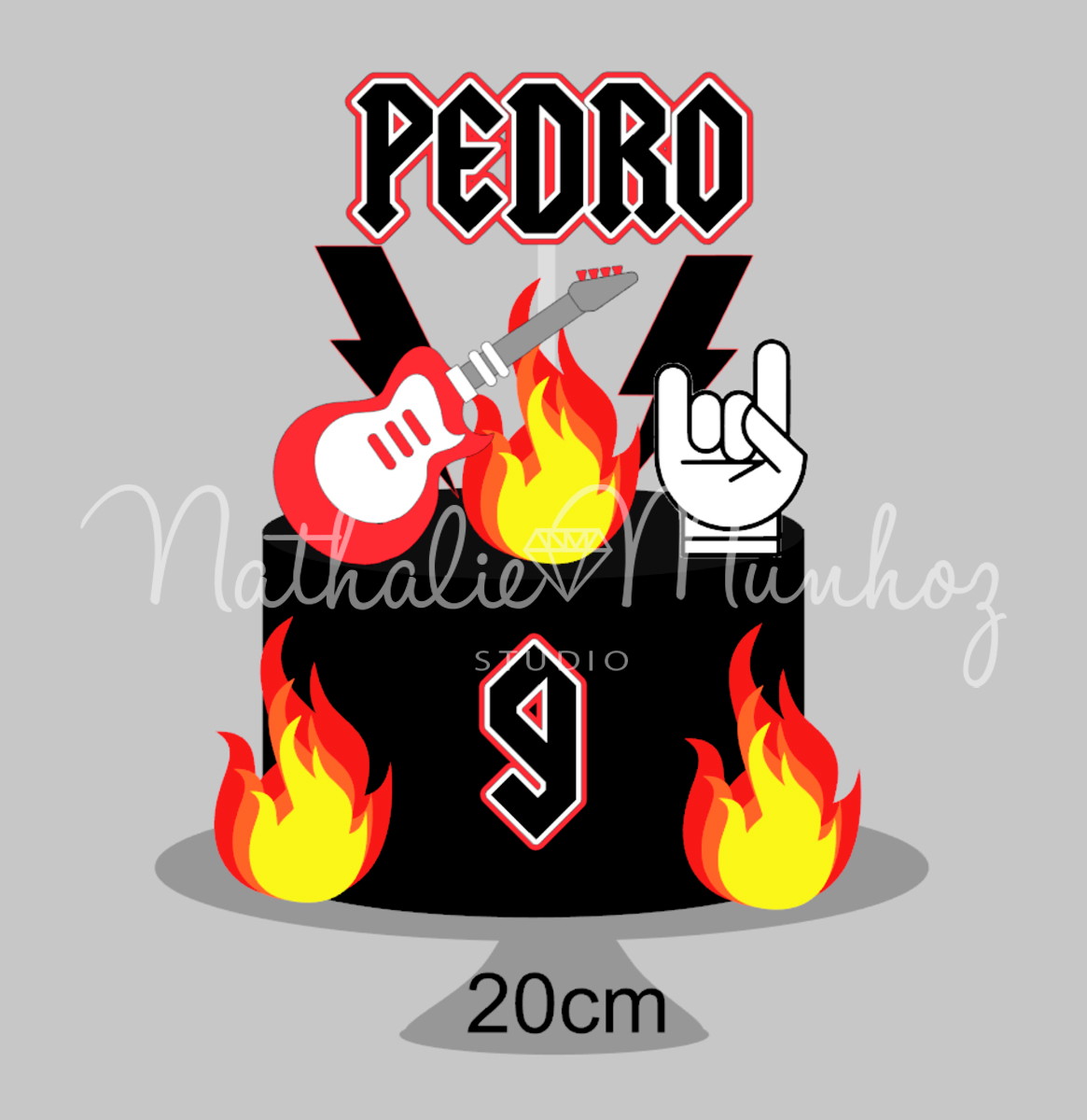 Topo de Bolo - Rock Guitarra- Arquivo de Corte - Imagem 2