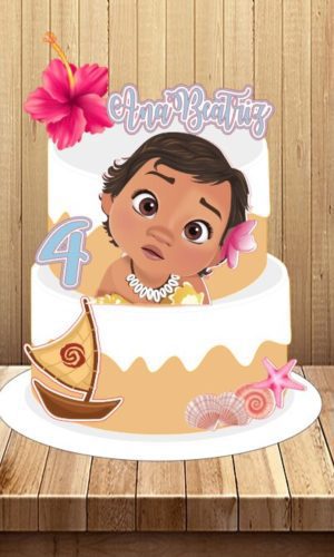 Topo de Bolo Rosto Moana Baby- Arquivo Digital