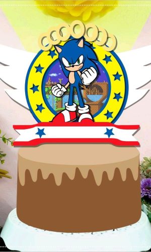 Topo de Bolo Shaker Sonic + 4 ARQUIVOS A SUA ESCOLHA