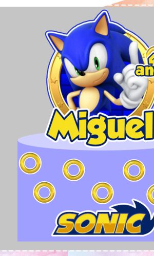 Topo de Bolo Sonic 03 - Arquivo de Corte Studio/PDF