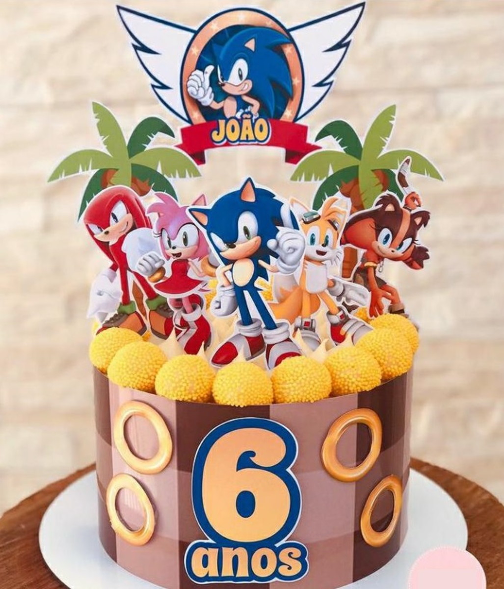 Topo de Bolo Sonic 04 - Arquivo de Corte Studio/PDF