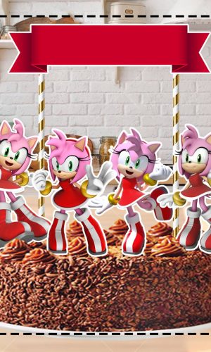 TOPO DE BOLO SONIC AMY ROSE - ARQUIVO DIGITAL