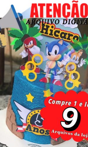 Arquivo de corte Topo de Bolo - Sonic