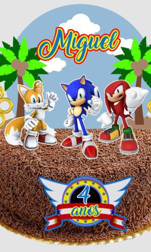 Topo de Bolo Sonic - Arquivo de Corte Silhouette e PDF