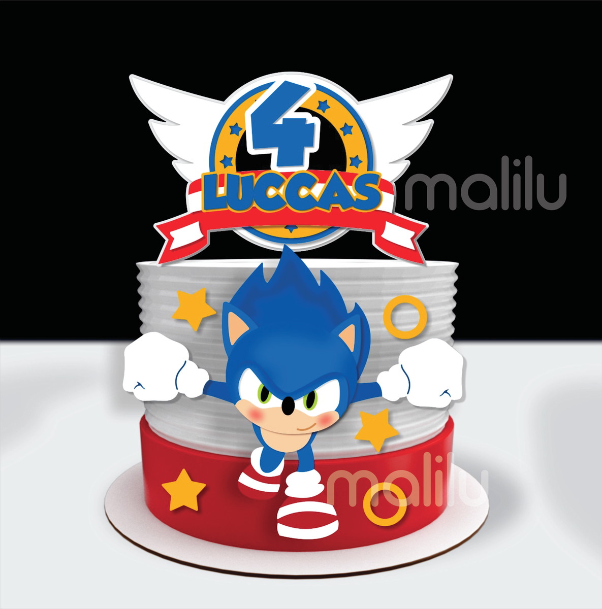 Topo de Bolo Sonic Arquivo de Corte