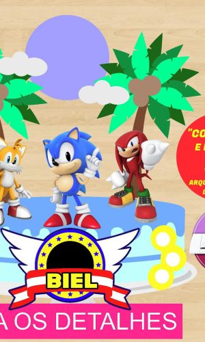 Topo de Bolo Sonic Camadas e Impressão (Máquina Silhouette)
