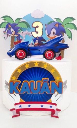 Topo de Bolo Sonic em 3d - Arquivo Digital